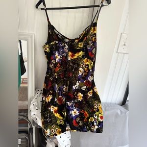 Urban outfitters velvet floral cowl neck dress